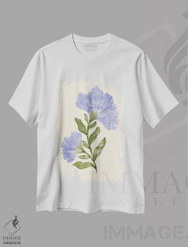 تیشرت سفید طرح دار – تیشرت وینتیج ,گل وینتیج اثر نیکیتا جاریوالا فروشگاه ایماژ