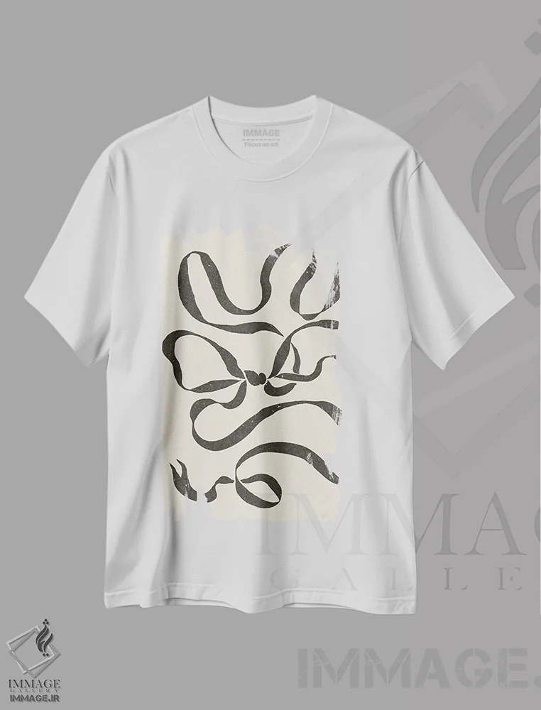 تیشرت سفید طرح دار – تیشرت تزئینی ,کمان اثر ان کِی تی ان immage.ir