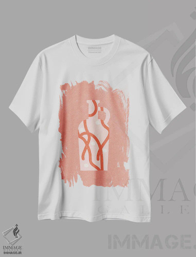 تیشرت سفید طرح دار – تیشرت گرافیکی هندسی ,گلدان اثر ان کِی تی ان فروشگاه ایماژ