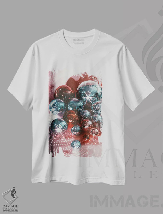 تیشرت سفید طرح دار – تیشرت پاپ ,بهشت توپ دیسکو اثر سامانتا هیرن فروشگاه ایماژ