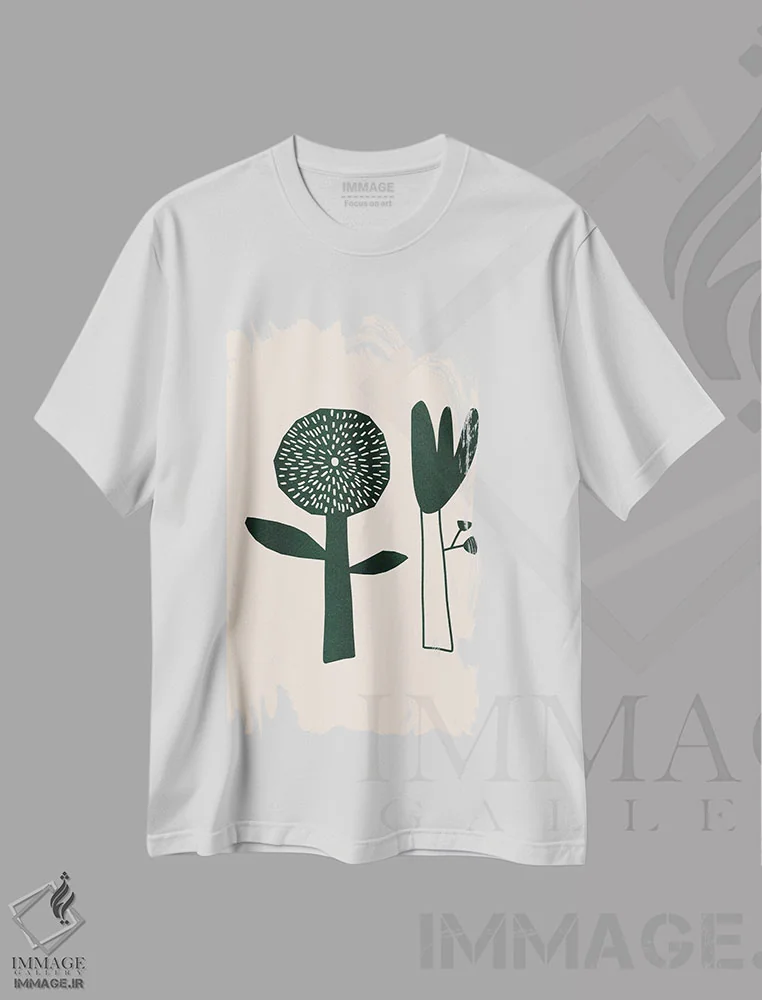 تیشرت سفید طرح دار – تیشرت سیاه سفید ,گل های ریزو اثر سیلویا ویشر فروشگاه ایماژ