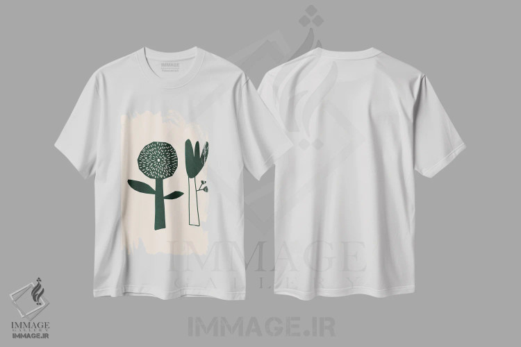 تیشرت سفید طرح دار – تیشرت سیاه سفید ,گل های ریزو اثر سیلویا ویشر فروشگاه ایماژ