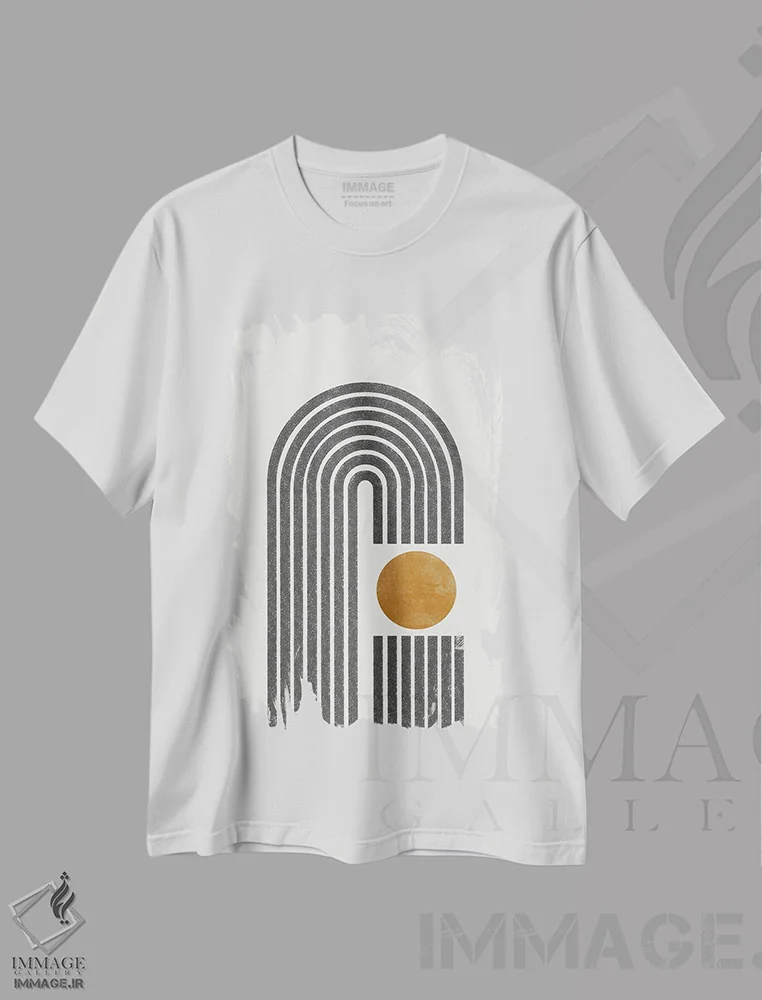 تیشرت سفید طرح دار – تیشرت هندسی ,طاق شماره اثر استودیو می یوس فروشگاه ایماژ