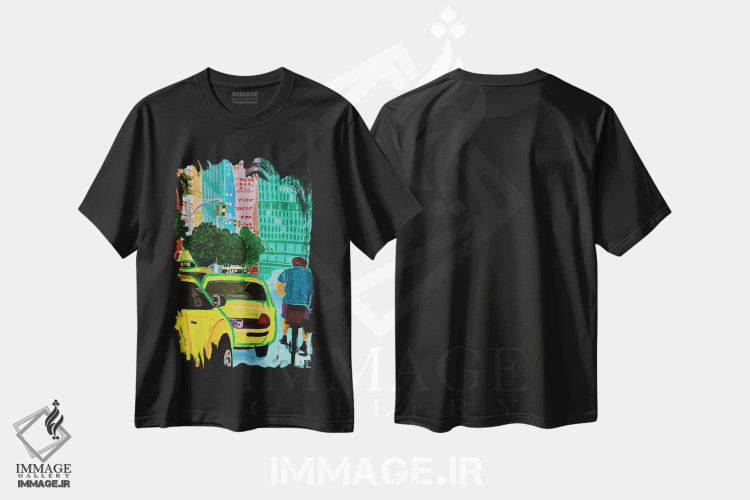 تیشرت مشکی طرح دار – تیشرت شهری ,دوچرخه خیابان پارک اثر استیو اسپنسر فروشگاه ایماژ