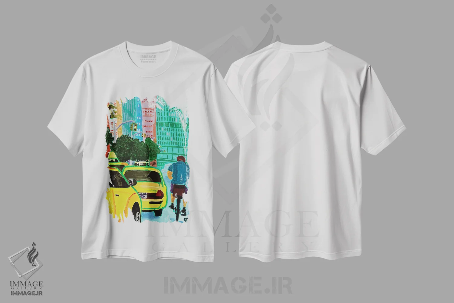 تیشرت سفید طرح دار – تیشرت شهری ,دوچرخه خیابان پارک اثر استیو اسپنسر immage.ir