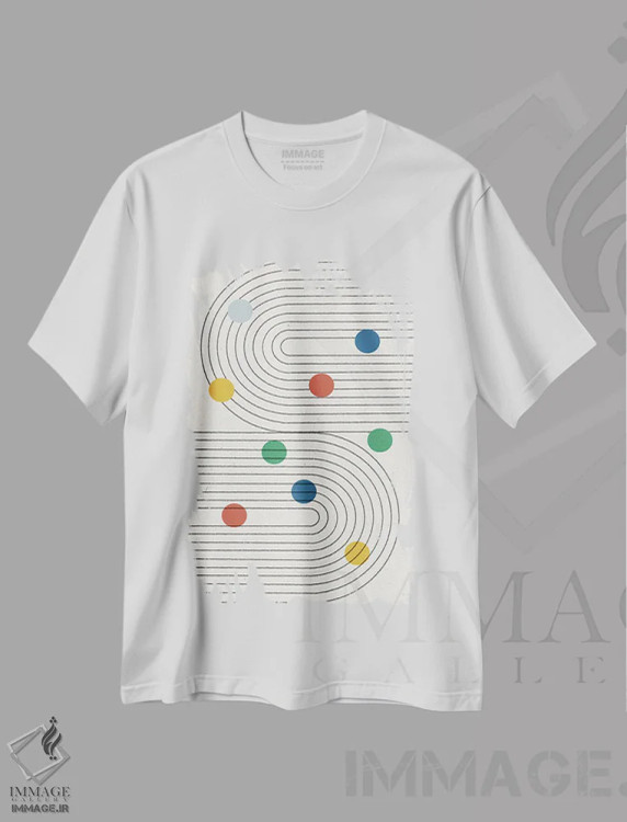 تیشرت سفید طرح دار – تیشرت هندسی مدرن ,تعادل ساده نقطه های رترو مدرن اثر استودیو می یوس immage.ir