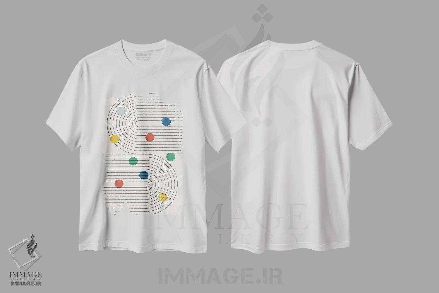 تیشرت سفید طرح دار – تیشرت هندسی مدرن ,تعادل ساده نقطه های رترو مدرن اثر استودیو می یوس immage.ir