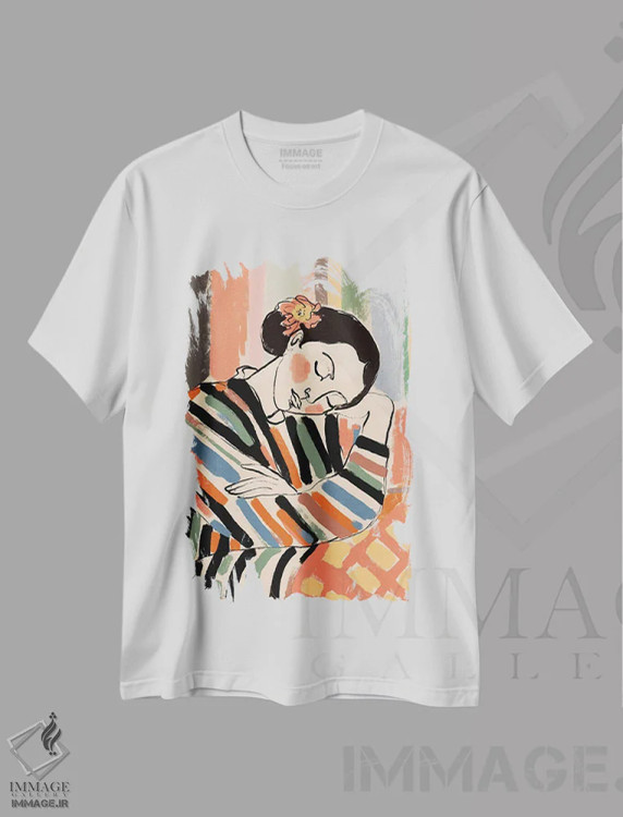 تیشرت سفید طرح دار – تیشرت هنری ,چرت کوتاه اثر تری چایلد immage.ir