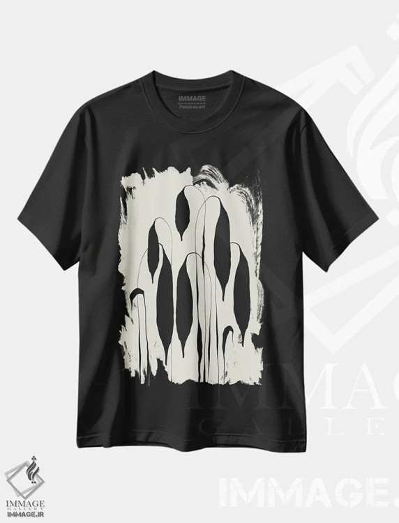 تیشرت مشکی طرح دار – تیشرت مینیمالیستی ,برگ های سیاه اثر تری چایلد فروشگاه ایماژ
