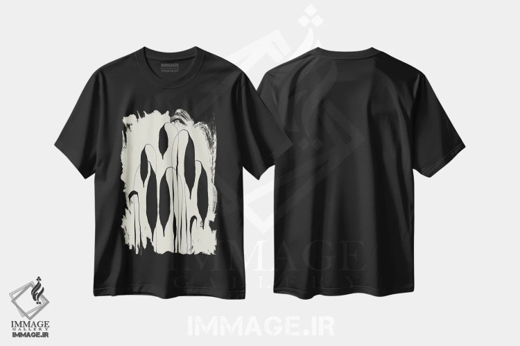 تیشرت مشکی طرح دار – تیشرت مینیمالیستی ,برگ های سیاه اثر تری چایلد فروشگاه ایماژ