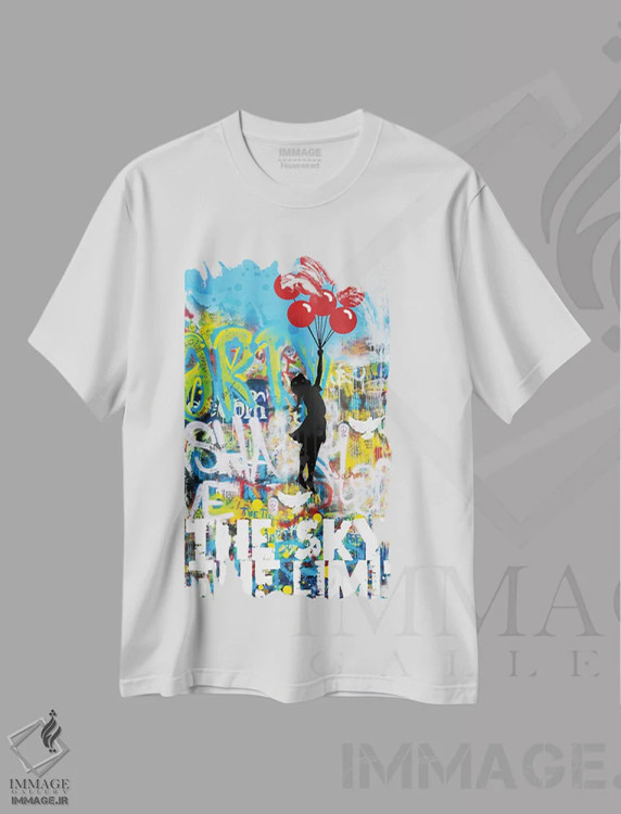 تیشرت سفید طرح دار – تیشرت انگیزشی ,آسمان حد نهایی است اثر کارخانه پاپ آرت فروشگاه ایماژ