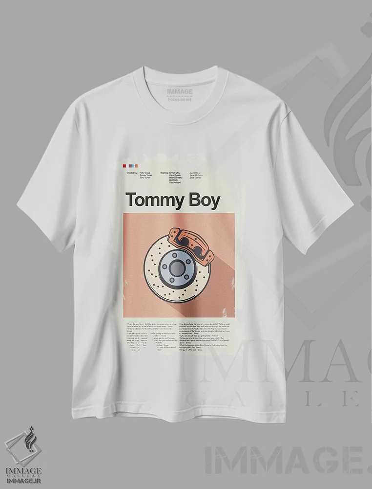 تیشرت سفید طرح دار – تیشرت نوستالژی ,پسر تامی اثر پرینتس اند گیگلز اثر اَرین هیگرمن فروشگاه ایماژ