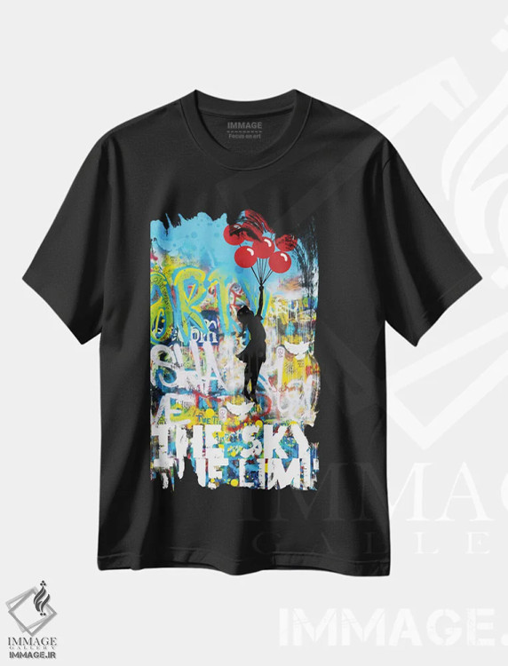 تیشرت مشکی طرح دار – تیشرت انگیزشی ,آسمان حد نهایی است اثر کارخانه پاپ آرت immage.ir