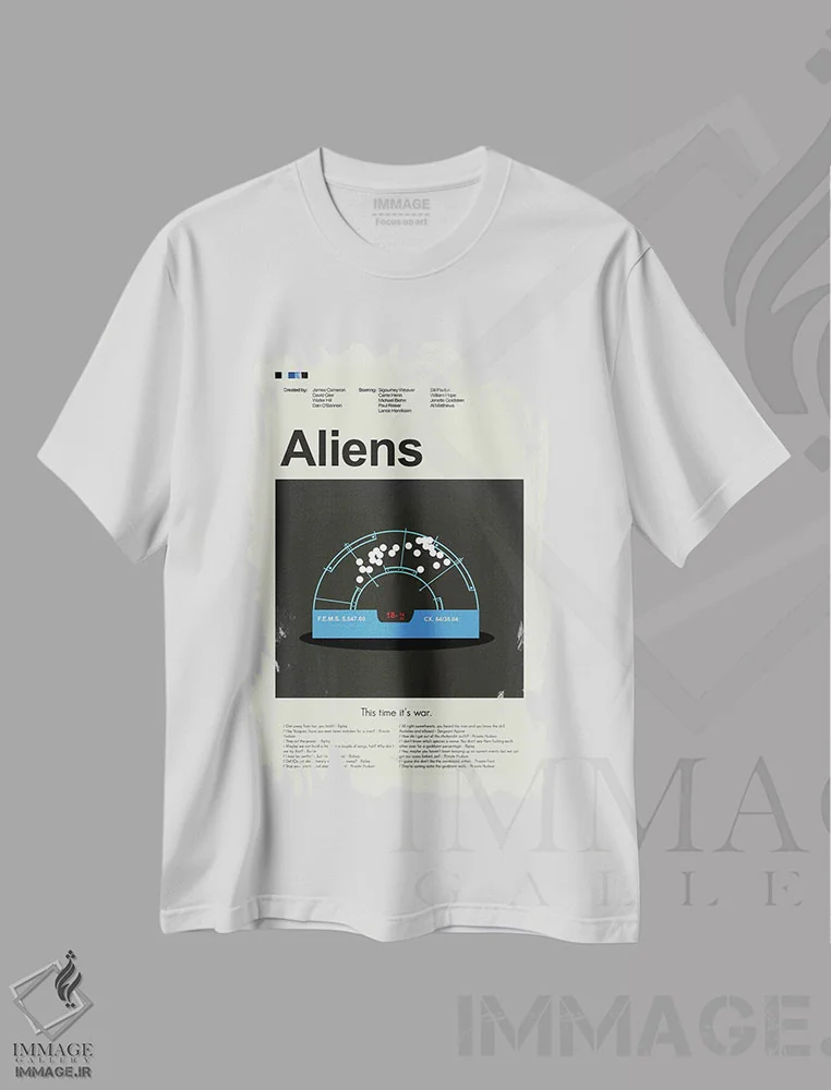 تیشرت سفید طرح دار – تیشرت گیمینگ ,بیگانگان اثر پرینتس اند گیگلز اثر اَرین هیگرمن immage.ir