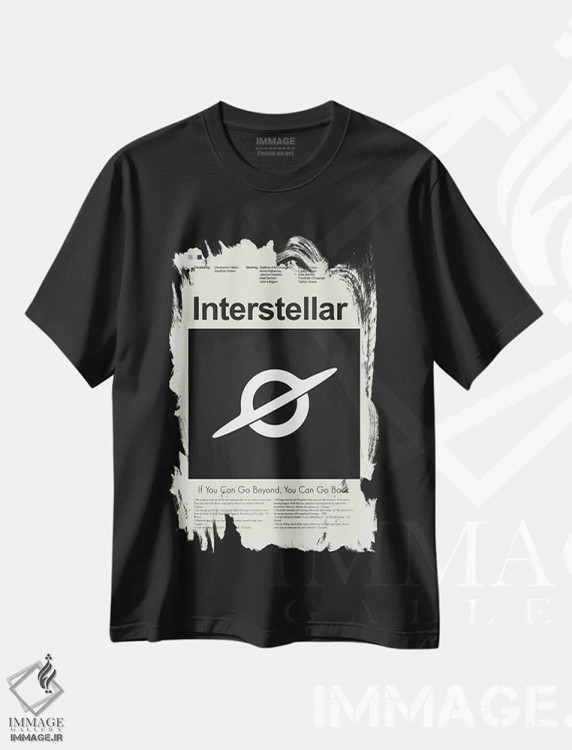 تیشرت مشکی طرح دار – تیشرت علمی تخیلی ,میان ستاره ای اثر پرینتس اند گیگلز اثر اَرین هیگرمن immage.ir