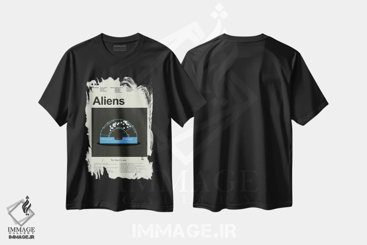 تیشرت مشکی طرح دار – تیشرت گیمینگ ,بیگانگان اثر پرینتس اند گیگلز اثر اَرین هیگرمن فروشگاه ایماژ