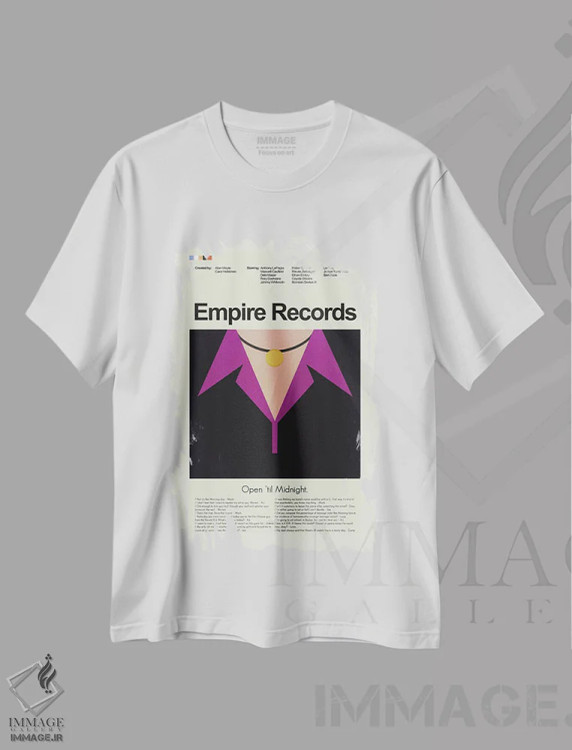 تیشرت سفید طرح دار – تیشرت وینتیج ,امپایر ریکوردز اثر پرینتس اند گیگلز اثر اَرین هیگرمن immage.ir