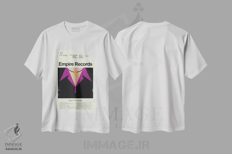 تیشرت سفید طرح دار – تیشرت وینتیج ,امپایر ریکوردز اثر پرینتس اند گیگلز اثر اَرین هیگرمن immage.ir