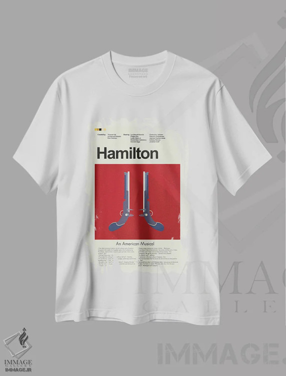 تیشرت سفید طرح دار – تیشرت موزیکال ,همیلتون اثر پرینتس اند گیگلز اثر اَرین هیگرمن immage.ir