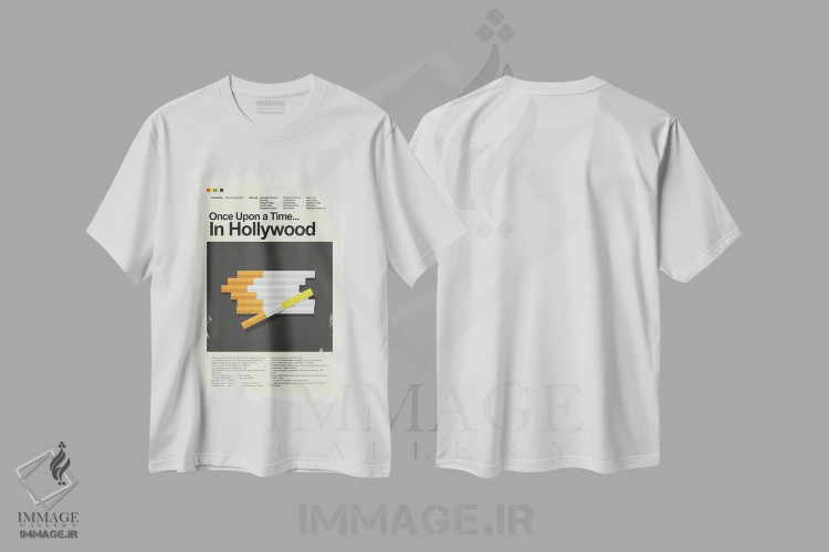 تیشرت سفید طرح دار – تیشرت سینمایی ,روزی روزگاری... در هالیوود اثر پرینتس اند گیگلز اثر اَرین هیگرمن immage.ir