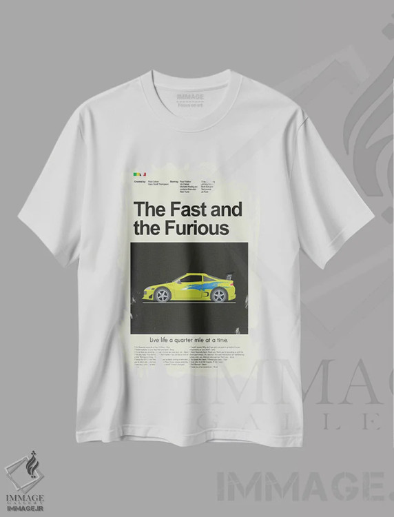 تیشرت سفید طرح دار – تیشرت فیلم ,سریع و خشن اثر پرینتس اند گیگلز اثر اَرین هیگرمن immage.ir