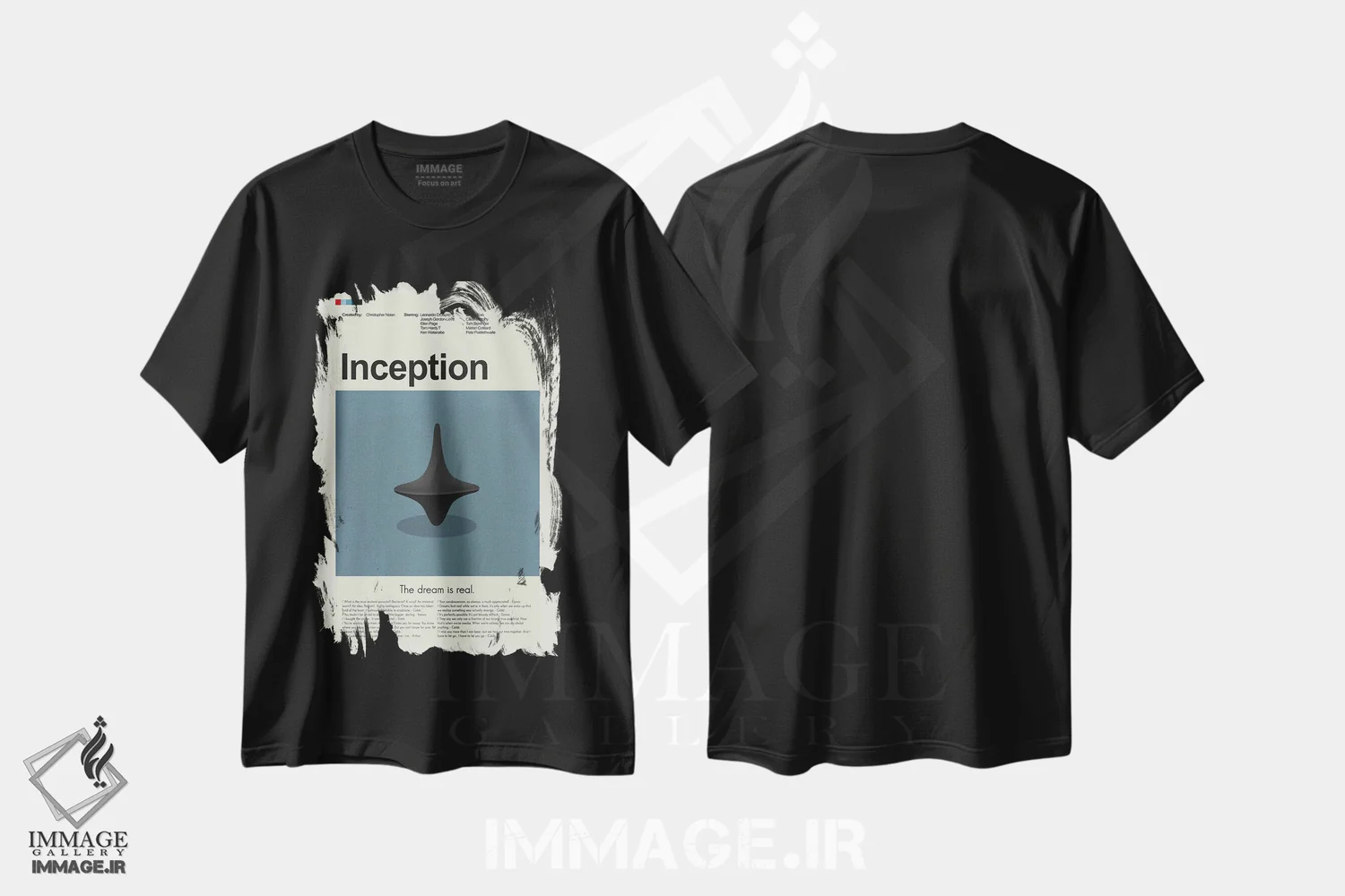 تیشرت مشکی طرح دار – تیشرت فیلم ,آغاز اثر پرینتس اند گیگلز اثر اَرین هیگرمن فروشگاه ایماژ