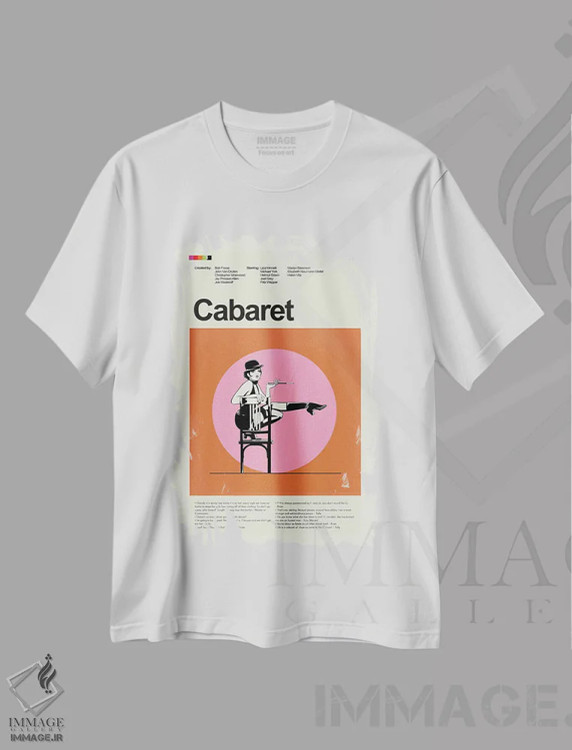 تیشرت سفید طرح دار – تیشرت هنری ,کاباره اثر پرینتس اند گیگلز اثر اَرین هیگرمن immage.ir