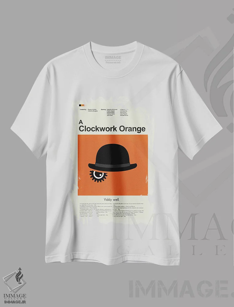تیشرت سفید طرح دار – تیشرت فیلم کلاسیک ,پرتقال کوکی اثر پرینتس اند گیگلز اثر اَرین هیگرمن فروشگاه ایماژ