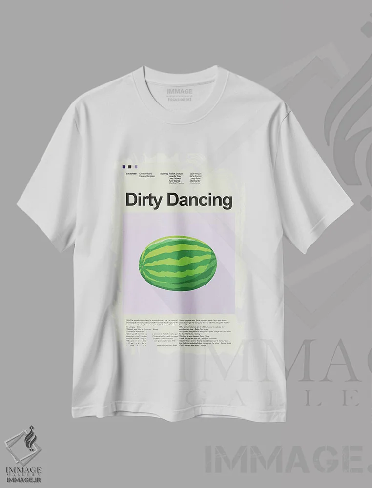 تیشرت سفید طرح دار – تیشرت وینتیج ,رقص کثیف اثر پرینتس اند گیگلز اثر اَرین هیگرمن فروشگاه ایماژ