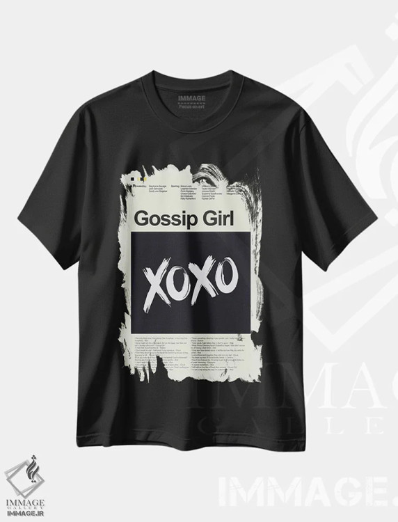 تیشرت مشکی طرح دار – تیشرت مدرن ,دختر شایعه اثر پرینتس اند گیگلز اثر اَرین هیگرمن immage.ir