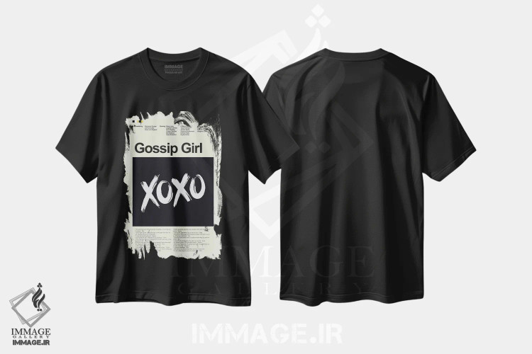 تیشرت مشکی طرح دار – تیشرت مدرن ,دختر شایعه اثر پرینتس اند گیگلز اثر اَرین هیگرمن immage.ir