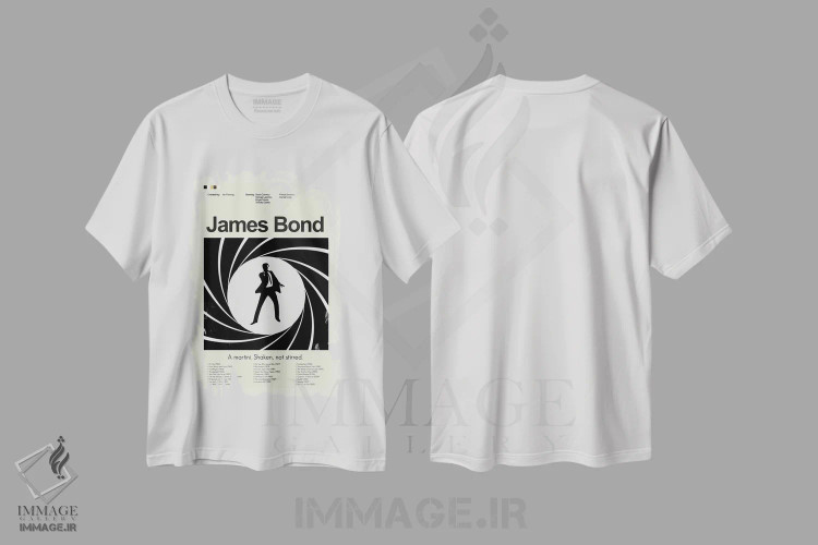 تیشرت سفید طرح دار – تیشرت جیمز باند ,جیمز باند اثر پرینتس اند گیگلز اثر اَرین هیگرمن فروشگاه ایماژ