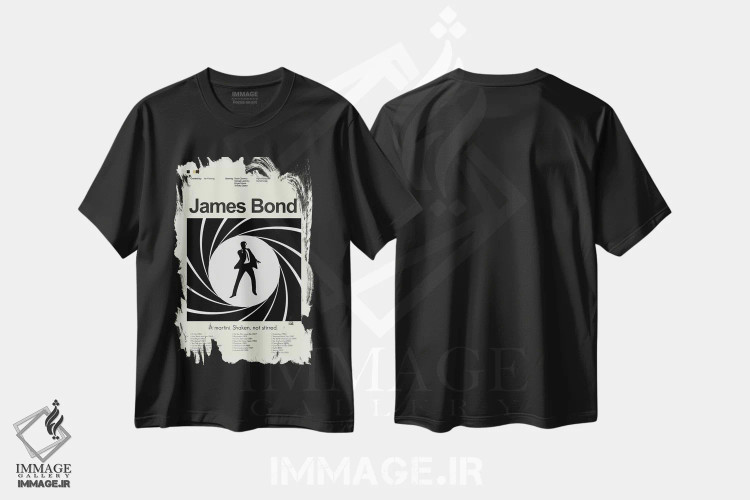 تیشرت مشکی طرح دار – تیشرت جیمز باند ,جیمز باند اثر پرینتس اند گیگلز اثر اَرین هیگرمن immage.ir