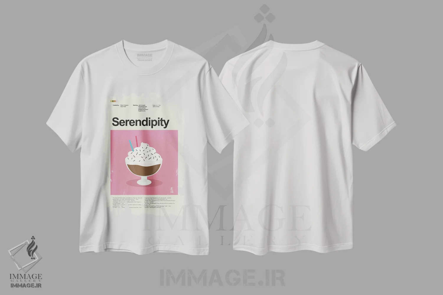 تیشرت سفید طرح دار – تیشرت عاشقانه ,سرنادپی اثر پرینتس اند گیگلز اثر اَرین هیگرمن فروشگاه ایماژ