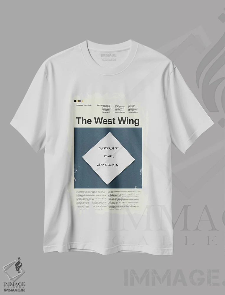 تیشرت سفید طرح دار – تیشرت مینیمالیستی ,بال غربی اثر پرینتس اند گیگلز اثر اَرین هیگرمن فروشگاه ایماژ