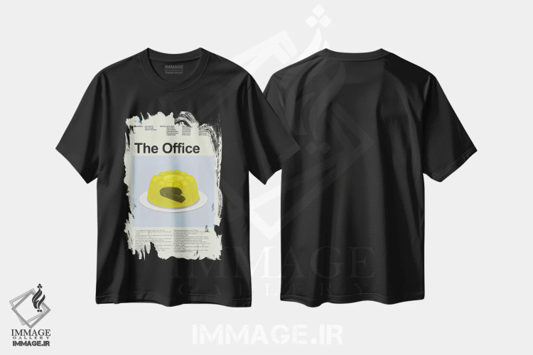تیشرت مشکی طرح دار – تیشرت سریال ,اداره اثر پرینتس اند گیگلز اثر اَرین هیگرمن فروشگاه ایماژ