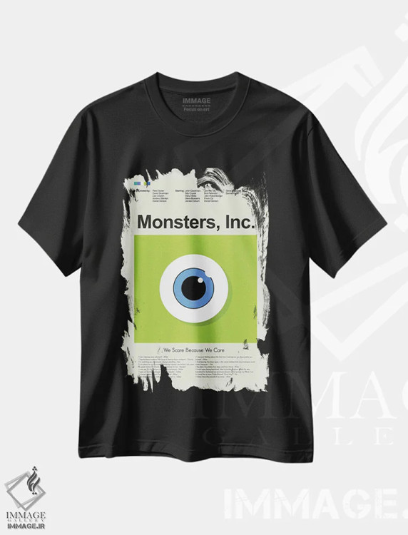 تیشرت مشکی طرح دار – تیشرت انیمیشنی ,شرکت هیولاها اثر پرینتس اند گیگلز اثر اَرین هیگرمن فروشگاه ایماژ