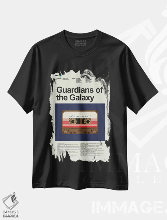 تیشرت مشکی طرح دار – تیشرت گرافیکی ,نگهبانان کهکشان اثر پرینتس اند گیگلز اثر اَرین هیگرمن immage.ir