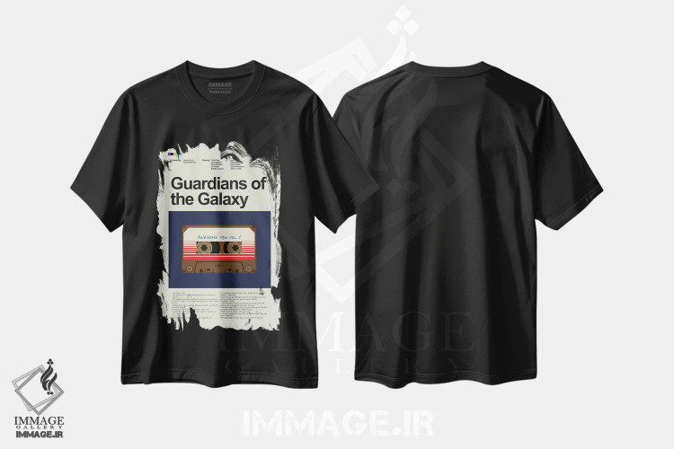 تیشرت مشکی طرح دار – تیشرت گرافیکی ,نگهبانان کهکشان اثر پرینتس اند گیگلز اثر اَرین هیگرمن immage.ir
