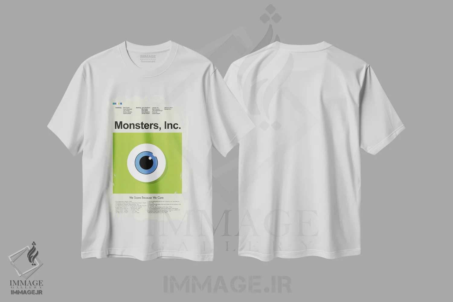 تیشرت سفید طرح دار – تیشرت انیمیشنی ,شرکت هیولاها اثر پرینتس اند گیگلز اثر اَرین هیگرمن immage.ir