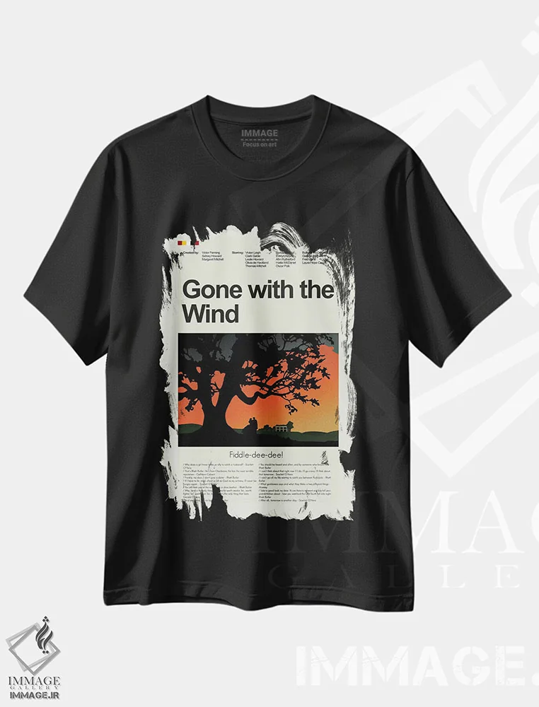 تیشرت مشکی طرح دار – تیشرت وینتیج سینمایی ,بادگیر اثر پرینتس اند گیگلز اثر اَرین هیگرمن فروشگاه ایماژ