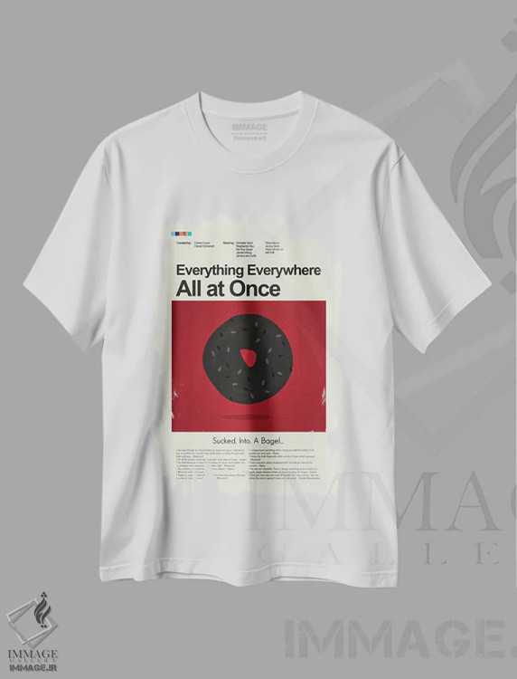 تیشرت سفید طرح دار – تیشرت مینیمال ,همه چیز همه جا هم زمان اثر پرینتس اند گیگلز اثر اَرین هیگرمن immage.ir