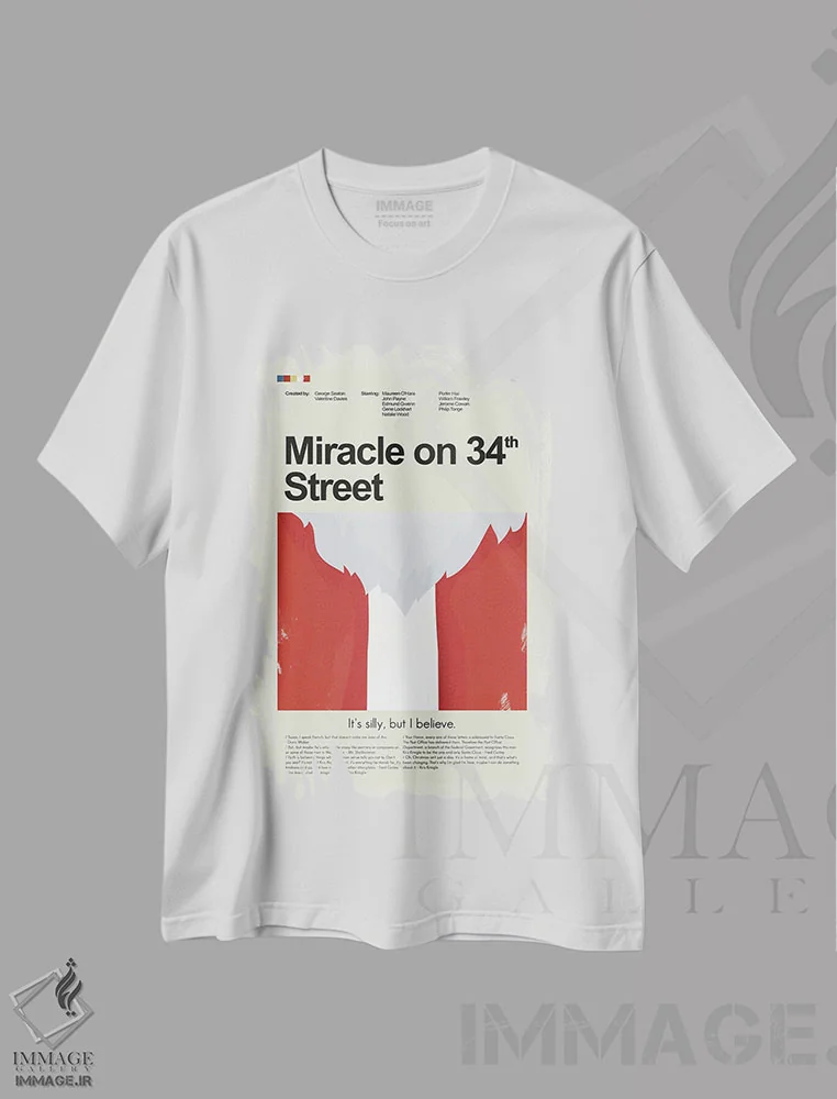 تیشرت سفید طرح دار – تیشرت تعطیلاتی ,معجزه در خیابان اثر پرینتس اند گیگلز اثر اَرین هیگرمن فروشگاه ایماژ