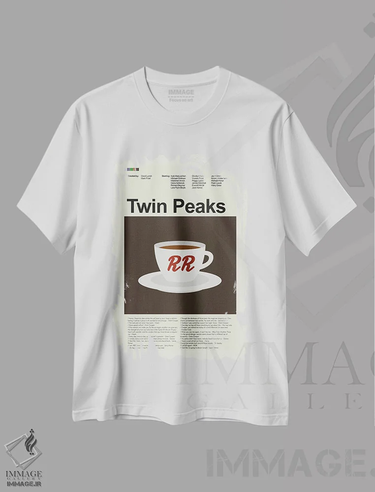 تیشرت سفید طرح دار – تیشرت هنری ,قله های دوقلو اثر پرینتس اند گیگلز اثر اَرین هیگرمن immage.ir