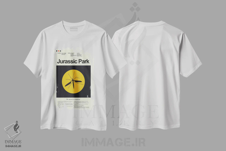 تیشرت سفید طرح دار – تیشرت فیلم علمی تخیلی ,پارک ژوراسیک اثر پرینتس اند گیگلز اثر اَرین هیگرمن فروشگاه ایماژ