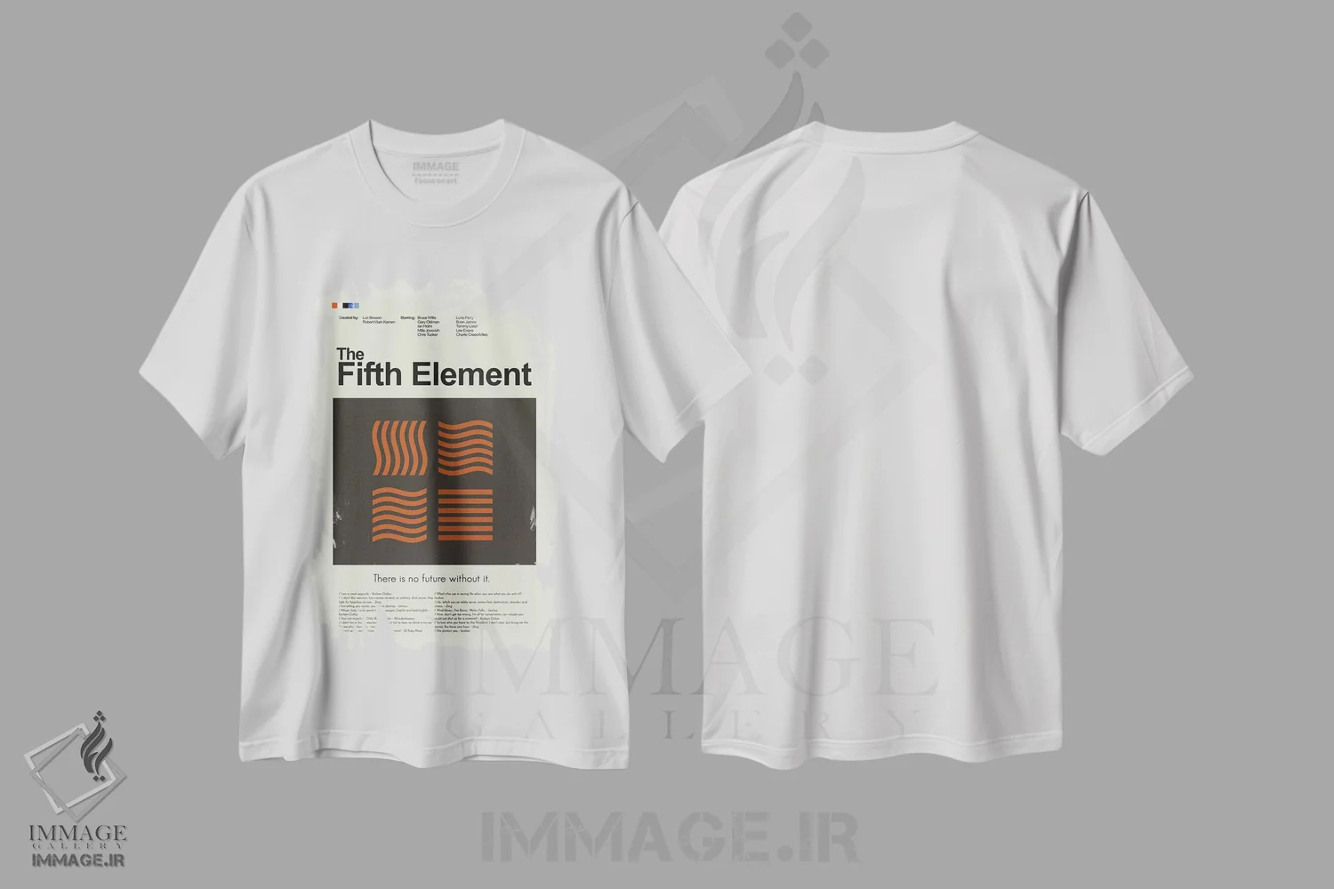تیشرت سفید طرح دار – تیشرت سینمایی ,عنصر پنجم اثر پرینتس اند گیگلز اثر اَرین هیگرمن immage.ir