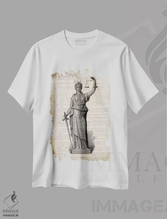 تیشرت سفید طرح دار – تیشرت هنری وینتیج ,قانون اساسی ایالات متحده اثر پتنت پرینت استور immage.ir