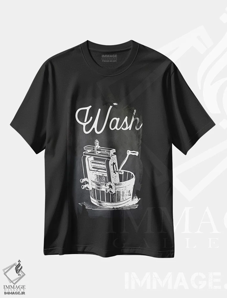تیشرت مشکی طرح دار – تیشرت تایپوگرافی ,شستشو اثر پتنت پرینت استور فروشگاه ایماژ