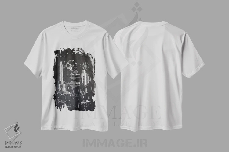 تیشرت سفید طرح دار – تیشرت مهندسی ,هفت تیر W. Mason I اثر پتنت پرینت استور فروشگاه ایماژ
