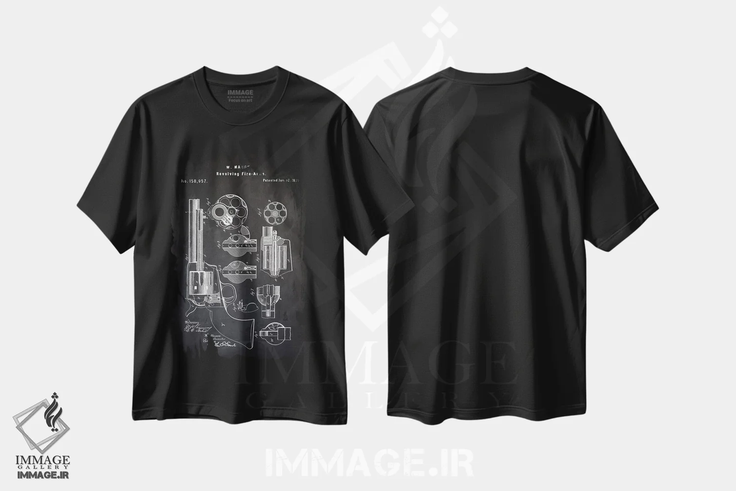 تیشرت مشکی طرح دار – تیشرت مهندسی ,هفت تیر W. Mason I اثر پتنت پرینت استور immage.ir